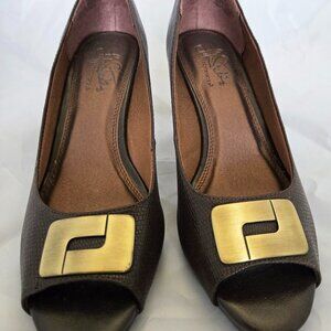 Life Stride Brown Leather & Lizardgrain 8.5 Wide